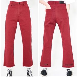 Lazy Oaf X Daria Red I Hate Everybody Frayed Hem Jeans Size 24